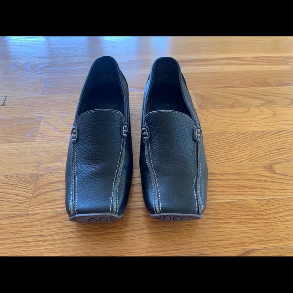 STREET WORK Womens Blue Leather Square Toe Slip-On Loafers Work Shoes Flats Sz 7 - Picture 1 of 12